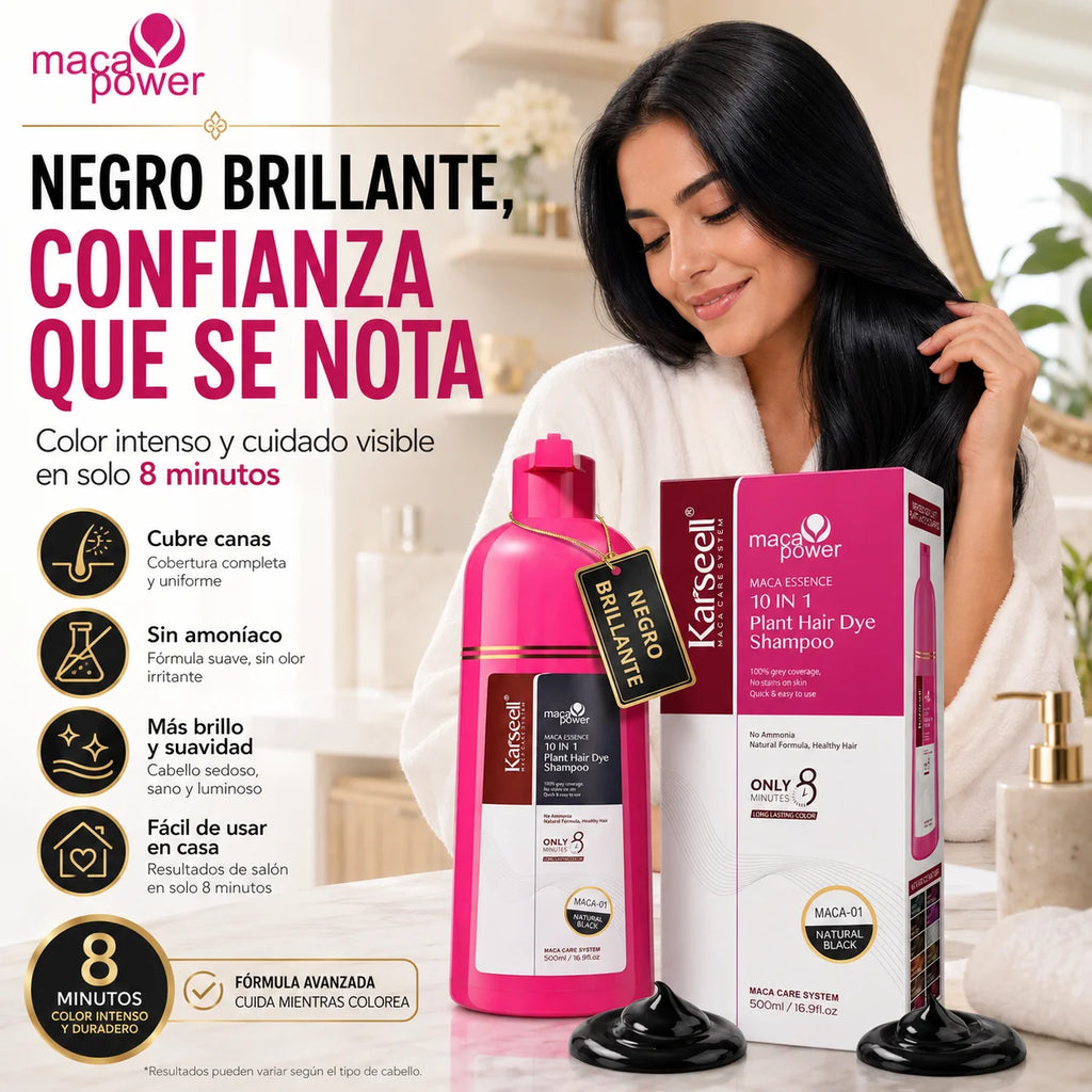 Karseell hair dye shampoo 10 in 1 covers gray instant dye hair color shampoo hair without parabens without silicones without ammonia men and women 500ml. - natural black