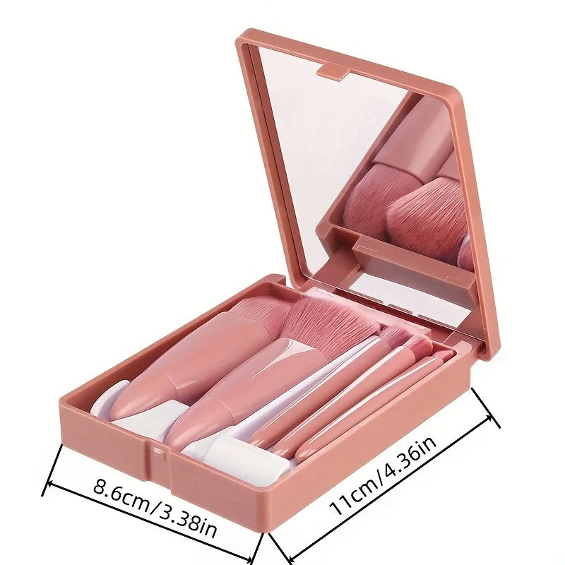 Kit de Brochas de Viaje 5 Piezas – Set Plegable con Espejo Incluido