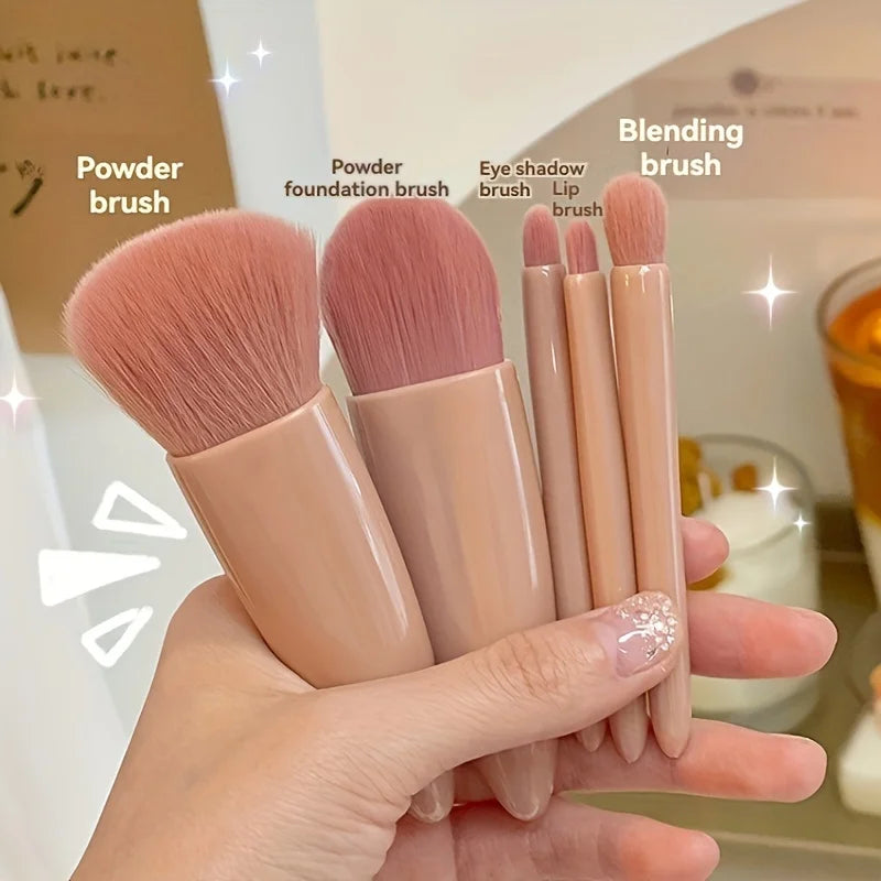 Kit de Brochas de Viaje 5 Piezas – Set Plegable con Espejo Incluido