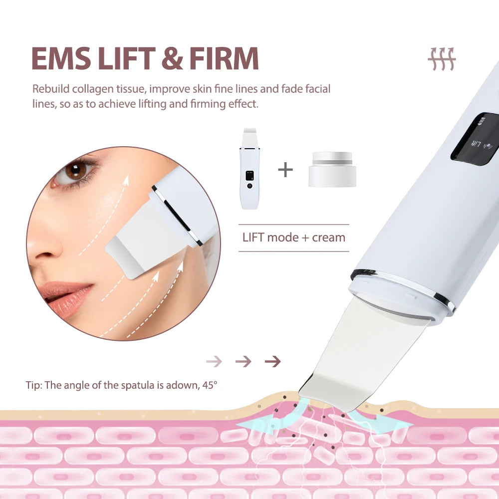 ScalpBoost – Spatule ultrasonique faciale avec EMS et micro-courant