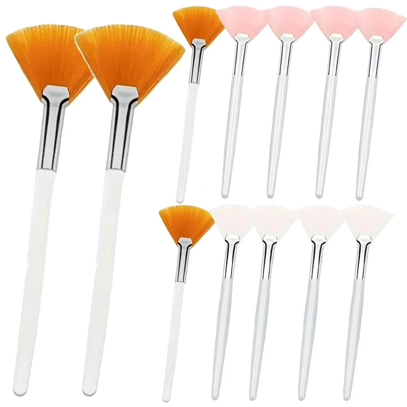 Fan Facial Brushes – Set of 3, 6, or 12 Brushes for Mask and Makeup