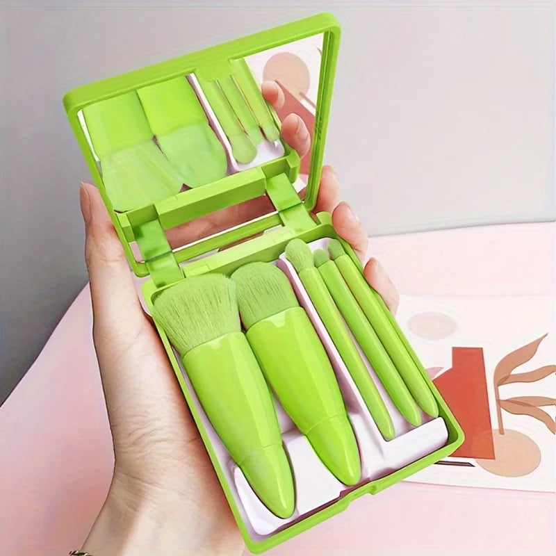 Kit de Brochas de Viaje 5 Piezas – Set Plegable con Espejo Incluido