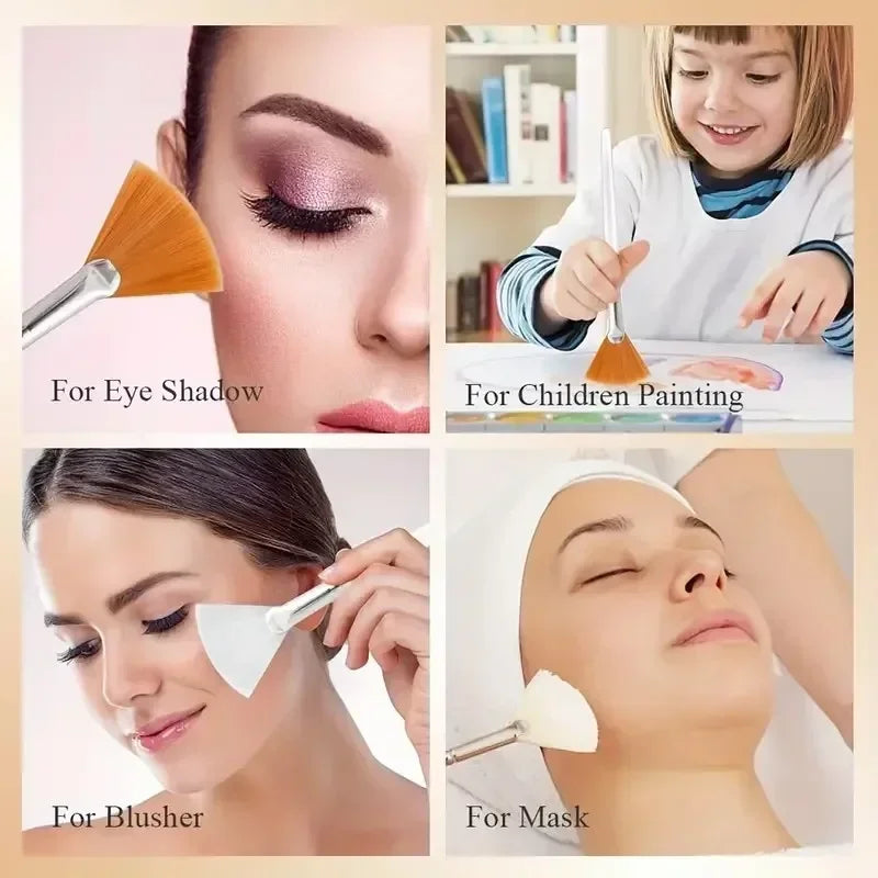 Brochas Faciales Abanico – Set de 3, 6 o 12 Brochas para Máscara y Maquillaje