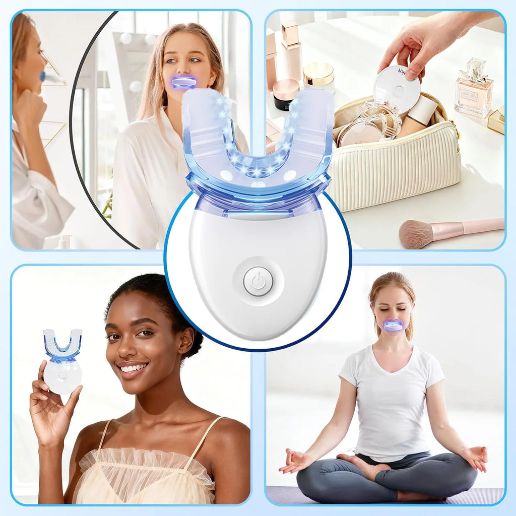 Kit de Blanqueamiento Dental con Luz LED – 4 Geles Blanqueadores Profesionales