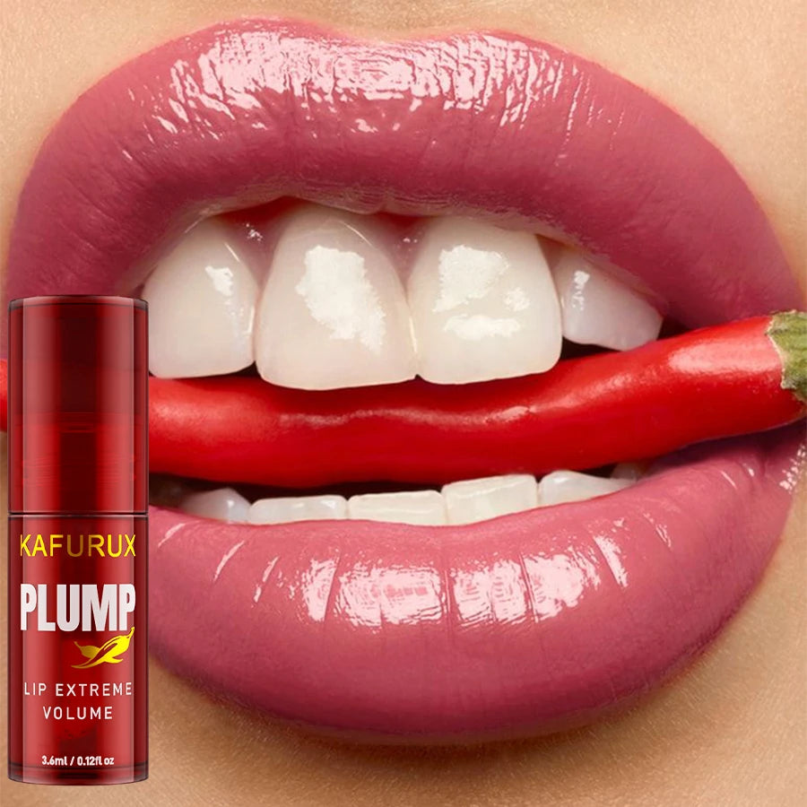 Huile Repulpante pour les Lèvres – Huile Volumatrice pour les Lèvres au Piment avec Brillance Longue Durée