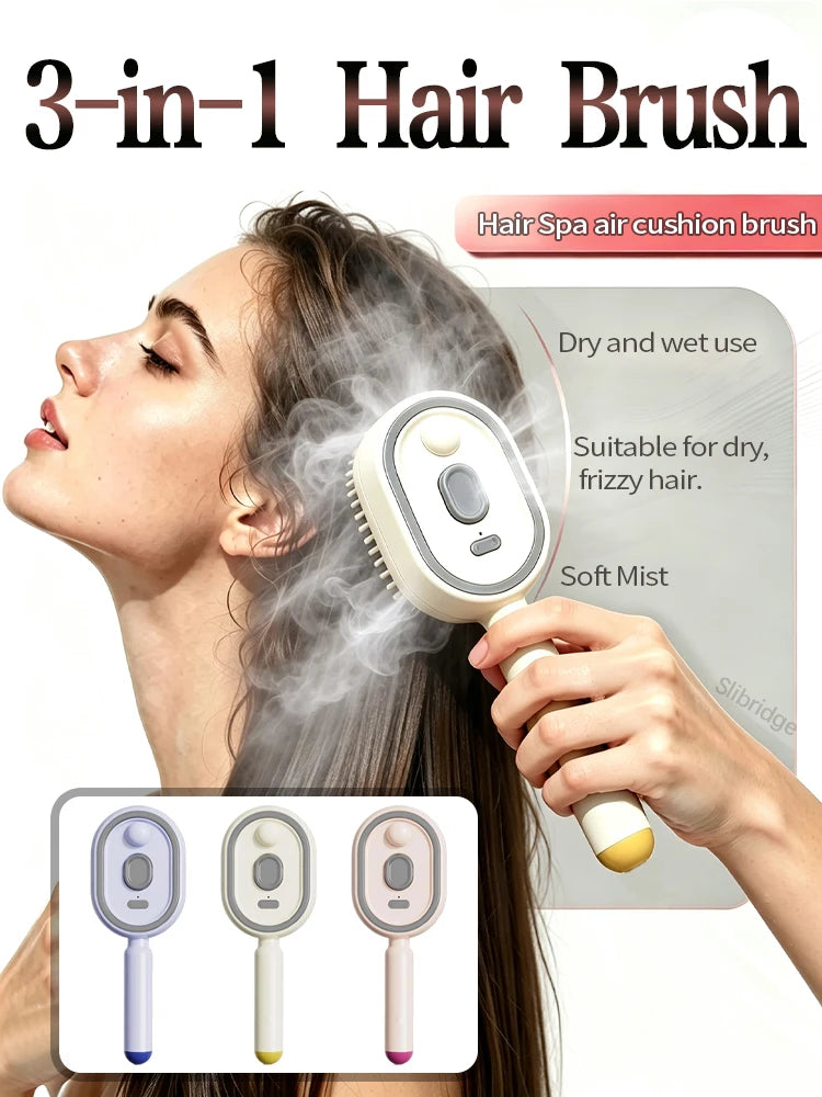 Cepillo Alisador de Vapor con Spray de Agua – Antiencrespamiento Recargable