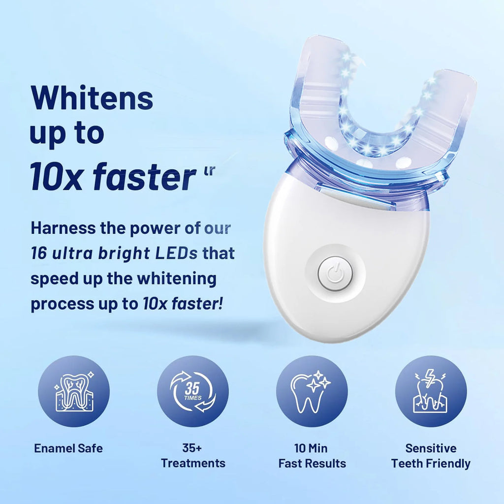 Kit de Blanqueamiento Dental con Luz LED – 4 Geles Blanqueadores Profesionales